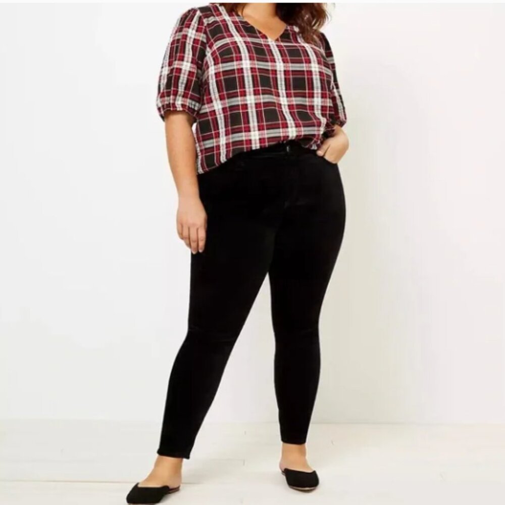 LOFT Plus Velvet Skinny‎ Pants Black High Waist Plus size 16